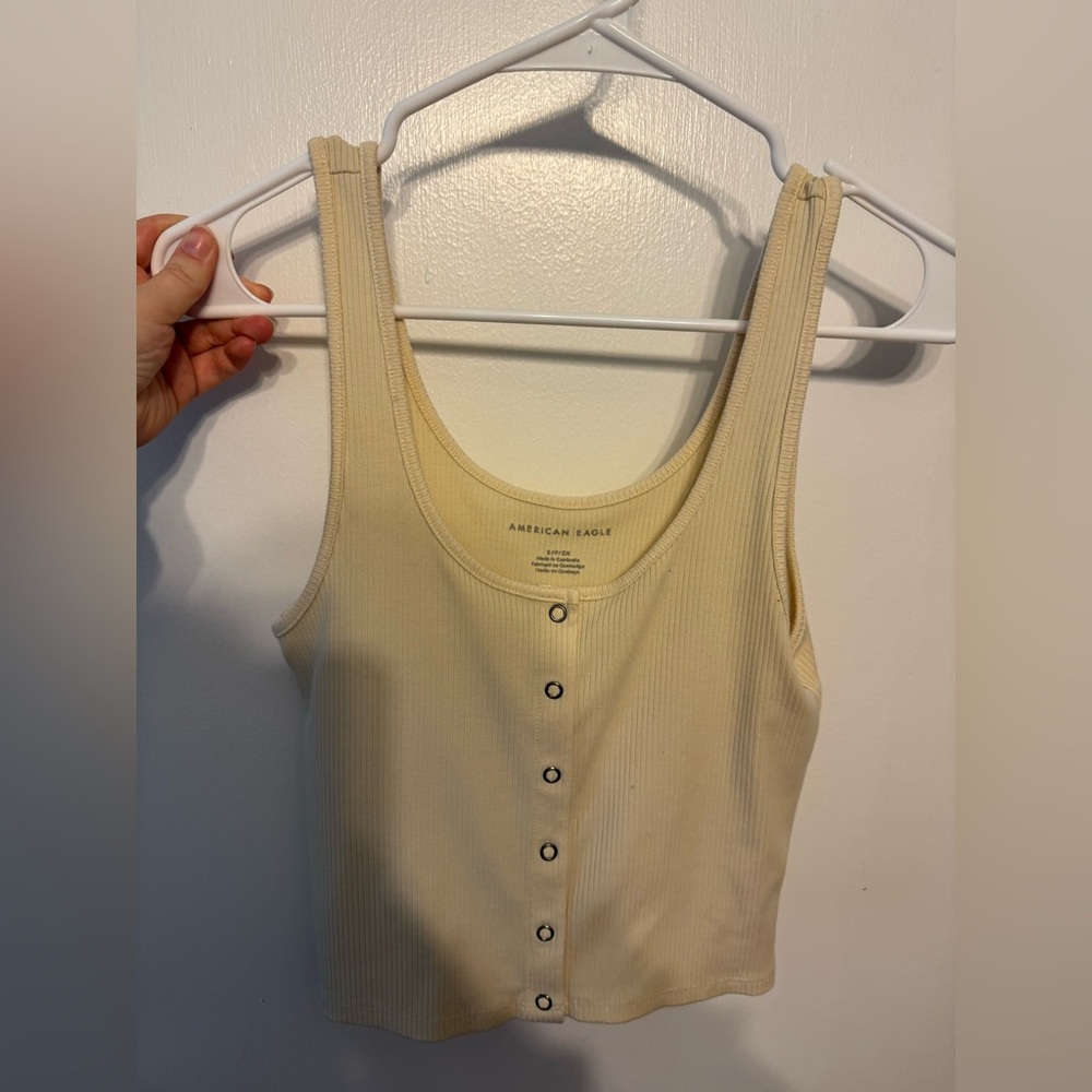 American Eagle Outfitters Beige Button-Front Tank Top